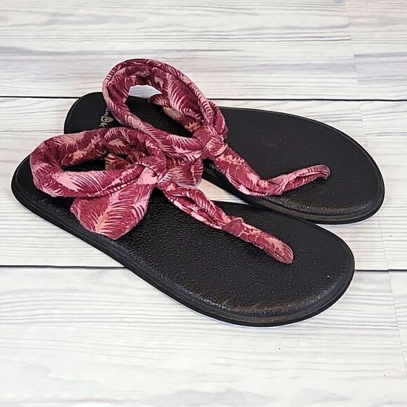 Sanuk yoga sling Ella print collection cotton sandals Women's Size 8 - Picture 1 of 8